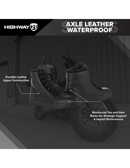 Zapatos de Moto de Cuero Impermeables Highway 21 Axle 10
