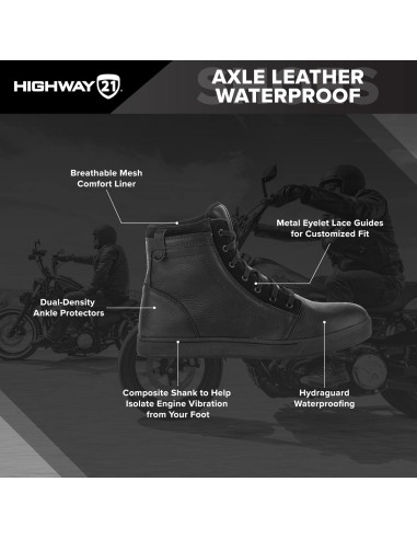 Zapatos de Moto de Cuero Impermeables Highway 21 Axle 10
