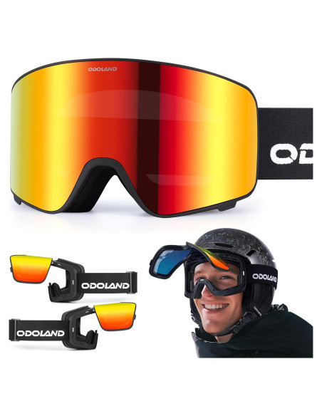 Gafas de Esquí Odoland Flip Up Antivaho UV400 para OTG