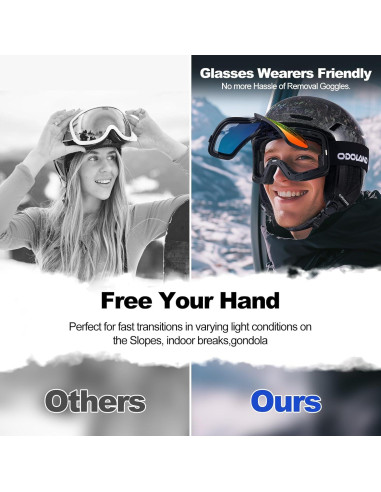 Gafas de Esquí Odoland Flip Up Antivaho UV400 para OTG