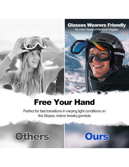 Gafas de Esquí Odoland Flip Up Antivaho UV400 para OTG