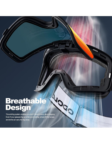 Gafas de Esquí Odoland Flip Up Antivaho UV400 para OTG