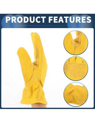 Guantes de Motocicleta INFINAUTO Cuero de Oveja Amarillo 1 Par