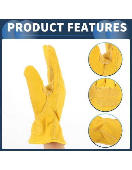 Guantes de Motocicleta INFINAUTO Cuero de Oveja Amarillo 1 Par
