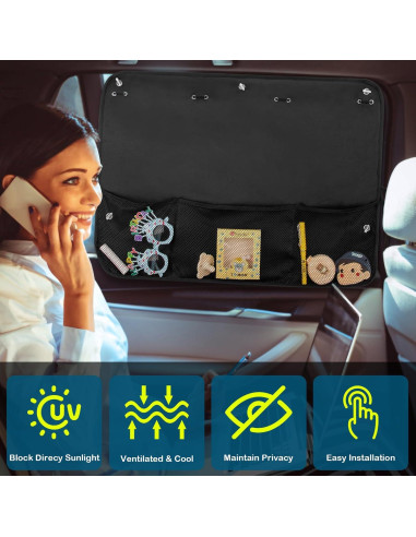 Sombrillas para Ventanas de Auto LSTRAGY 2 Pcs 67.8x50.8cm