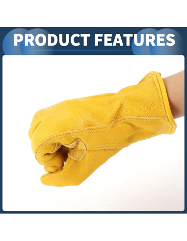 Guantes de Motocicleta INFINAUTO Cuero de Oveja Amarillo 1 Par