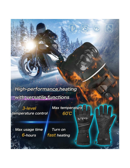Guantes calefaccionados ERKEQN 7.4V impermeables unisex
