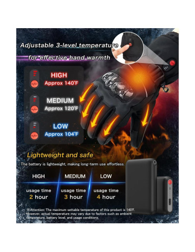 Guantes calefaccionados ERKEQN 7.4V impermeables unisex