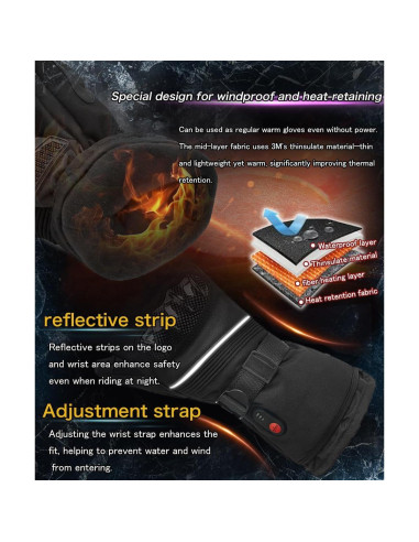 Guantes calefaccionados ERKEQN 7.4V impermeables unisex