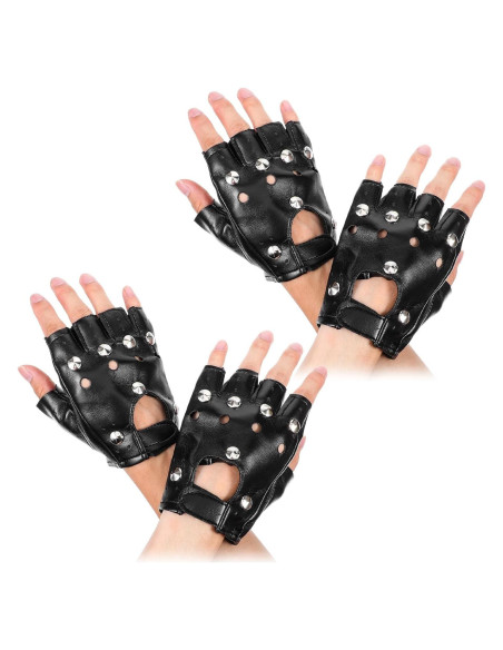 Guantes Steampunk de Cuero PU para Motocicleta - 2 Pares
