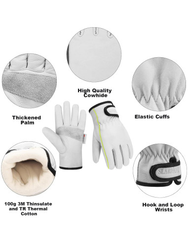 Guantes de Trabajo de Cuero Invierno Thinsulate 100g XXL