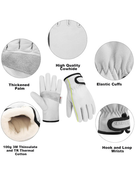 Guantes de Trabajo de Cuero Invierno Thinsulate 100g XXL