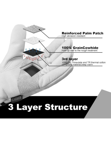 Guantes de Trabajo de Cuero Invierno Thinsulate 100g XXL