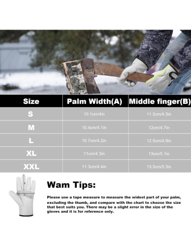 Guantes de Trabajo de Cuero Invierno Thinsulate 100g XXL