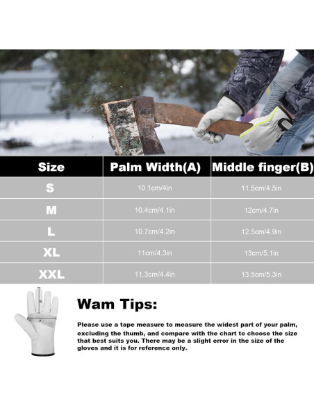 Guantes de Trabajo de Cuero Invierno Thinsulate 100g XXL