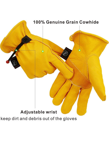 Guantes de Trabajo KIM YUAN de Cuero XXL Ajustables