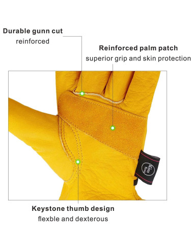 Guantes de Trabajo KIM YUAN de Cuero XXL Ajustables