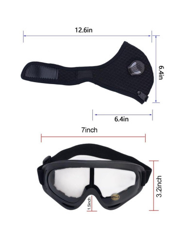 Conjunto de Gafas de Seguridad Nainsect + 2 Mascarillas Carbón