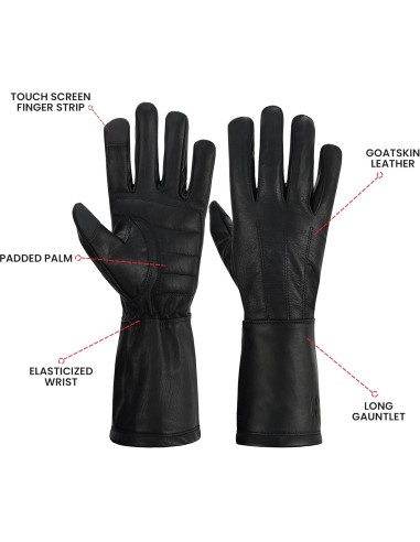 Guantes de cuero extra largos para hombres Hugger - X-Large
