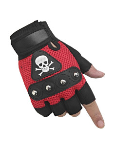 Guantes de Motocicleta sin Dedos Gótico Punk Rock Rojo