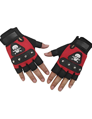 Guantes de Motocicleta sin Dedos Gótico Punk Rock Rojo