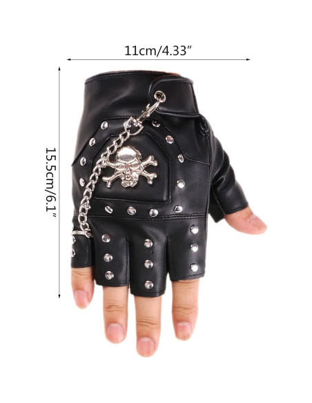 Guantes Sin Dedos de Motociclista LIANXUE PU Negro Retro