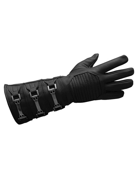 Guante de Cuero Real Urban Buck para Hombres - Negro Mediano