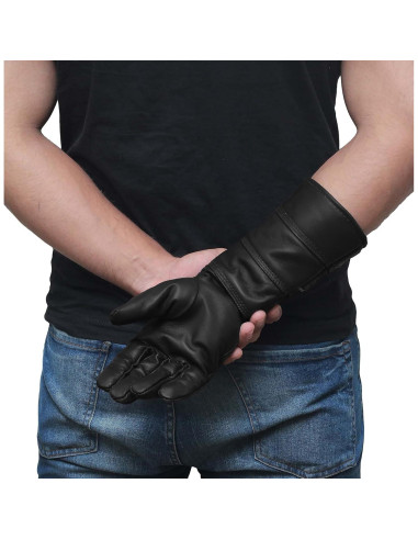 Guante de Cuero Real Urban Buck para Hombres - Negro Mediano