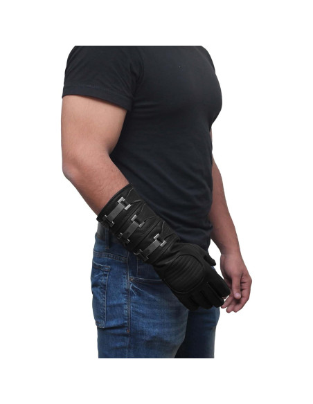 Guante de Cuero Real Urban Buck para Hombres - Negro Mediano