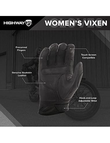 Guantes de Moto para Damas Highway 21 Negro/Blanco Talla S