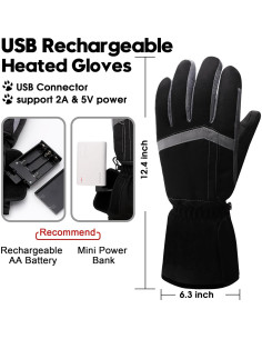 Guantes Calentados Rabbitroom USB Impermeables Talla M 2