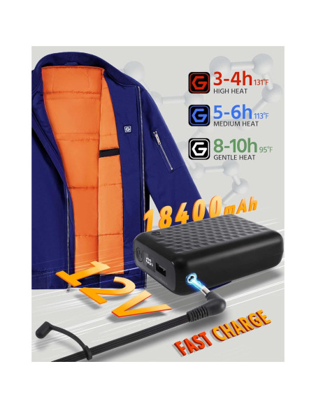 Chaqueta Térmica Wulcea para Hombres 12V 18400mAh Azul