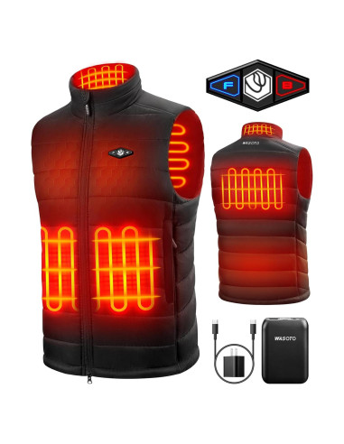 Chaleco Térmico WASOTO para Hombres 16000mAh Negro X-Large