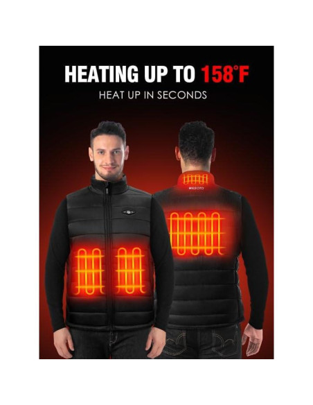 Chaleco Térmico WASOTO para Hombres 16000mAh Negro X-Large