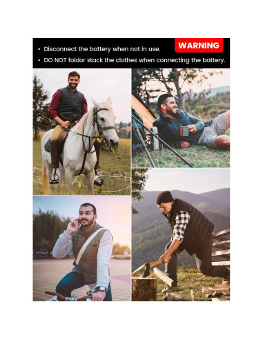 Chaleco Térmico WASOTO para Hombres 16000mAh Negro X-Large