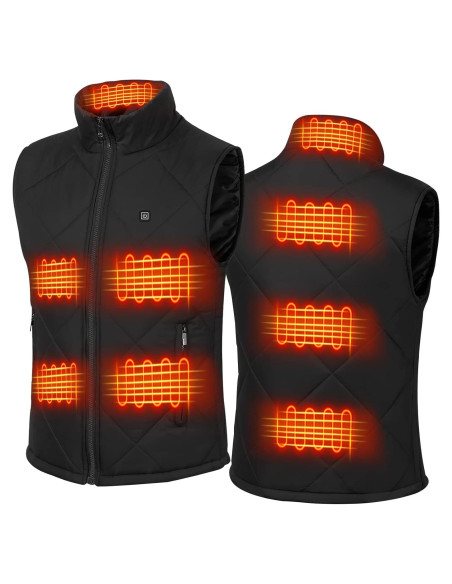 Chaleco Térmico FERNIDA USB Eléctrico 8 Zonas Calentamiento XL Negro