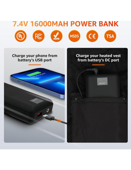 Chaleco Térmico Eléctrico para Mujeres Shenzhen FY-02 Negro