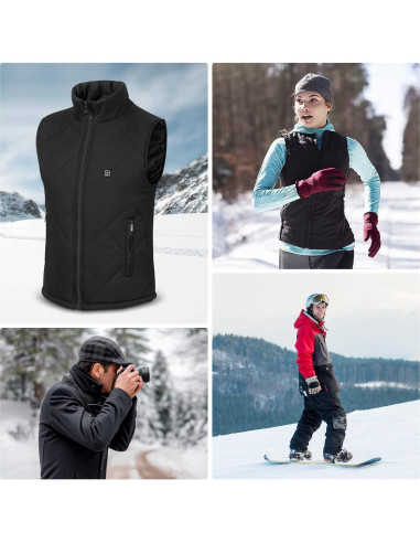 Chaleco Térmico FERNIDA USB Eléctrico 8 Zonas Calentamiento XL Negro