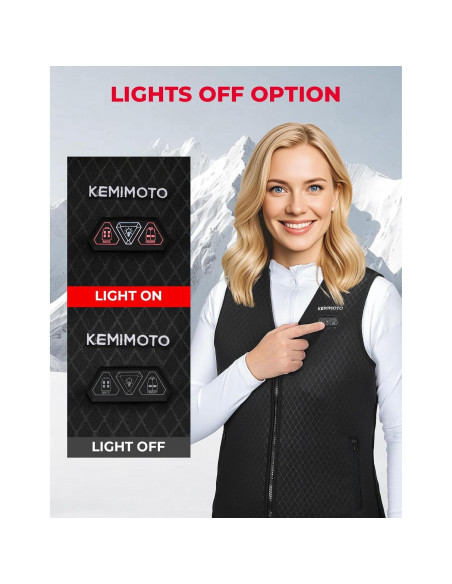 Chaleco Térmico Eléctrico KEMIMOTO para Mujeres, 8 Zonas Calentadoras