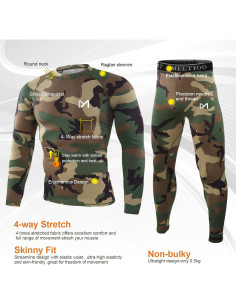 Ropa Interior Térmica MEETYOO para Hombres, 2 Conjuntos Camuflaje 2