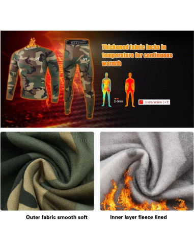 Ropa Interior Térmica MEETYOO para Hombres, 2 Conjuntos Camuflaje