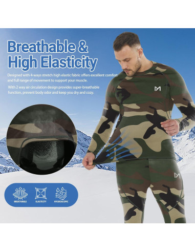 Ropa Interior Térmica MEETYOO para Hombres, 2 Conjuntos Camuflaje
