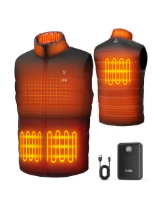 Chaleco Térmico ZKN para Hombre, Ligero y Recargable, Negro