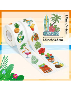 Rollos de Stickers Hawaianos BkeeCten - 1000pcs Impermeables 2