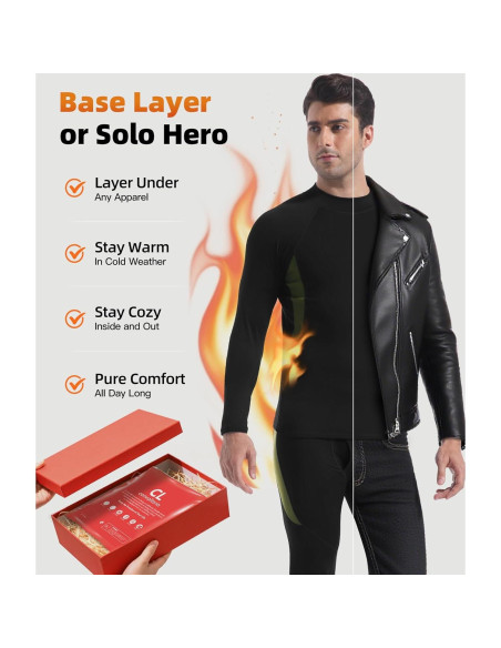 Conjunto Térmico de Ropa Interior para Hombre CL - Mediano, Negro