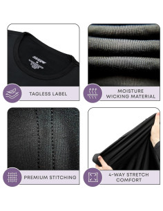 Camisa Térmica Rocky para Hombre Manga Larga Negra Mediana 2