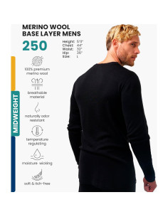 Capa Base de Lana Merino Merino.tech para Hombres - Manga Larga 250g/m 2