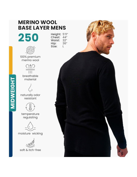 Capa Base de Lana Merino Merino.tech para Hombres - Manga Larga 250g/m