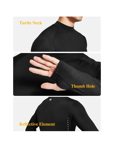 Camiseta Térmica Hombre FitsT4 Forro Polar Negro Mediano