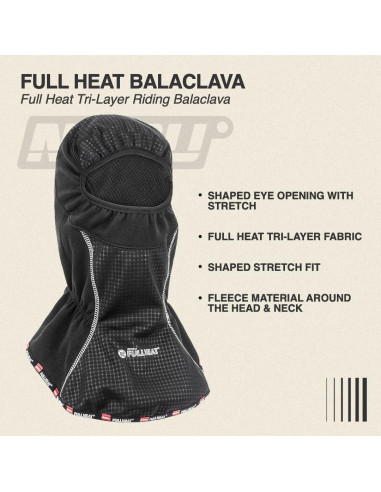 Capa Base de Calor NORU Balaclava Negra para Motocicleta